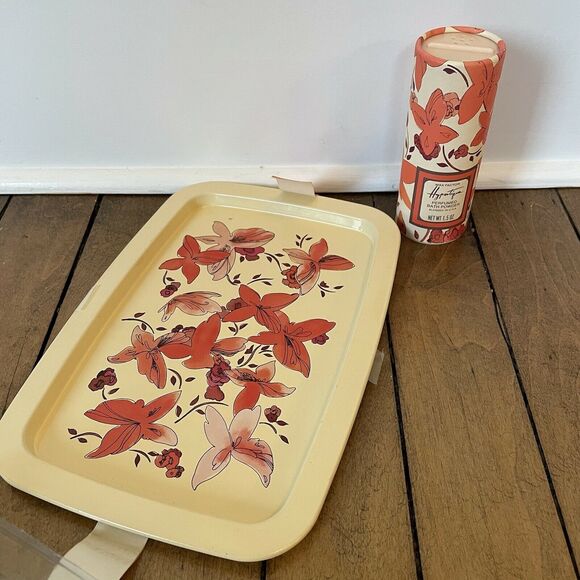 Vintage 70’s Max Factor Hypnotique Perfumed Powder English Tea Tray Butterflies - Picture 4 of 8